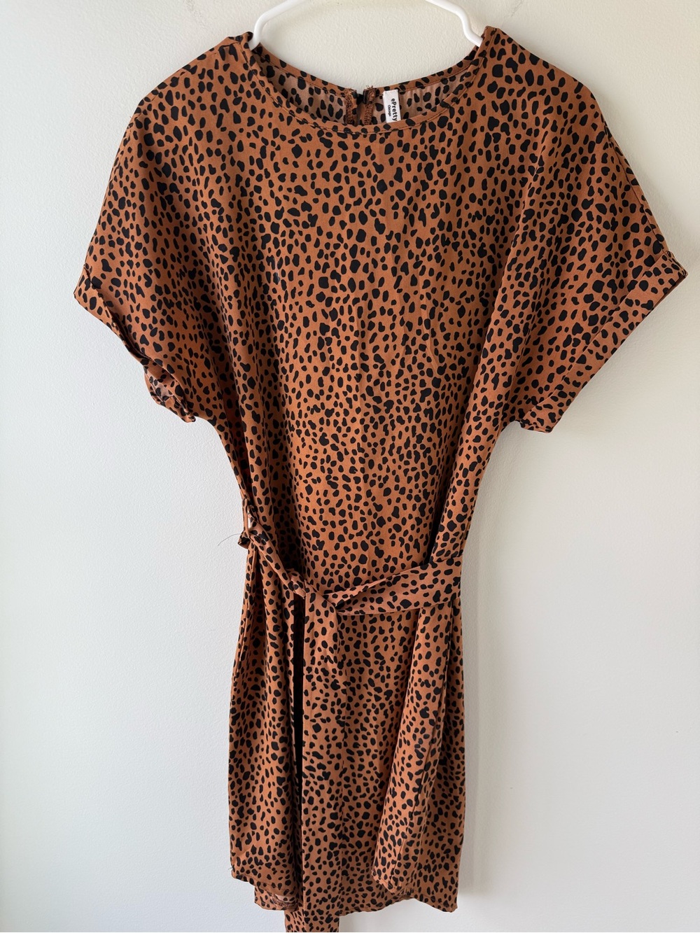 ePretty Leopard Print Tie-Waist Dress in Rust and Black